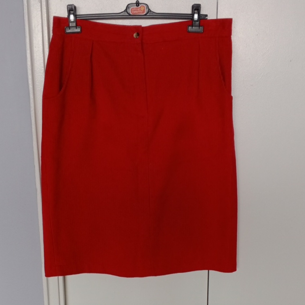 Vintage🌟 Red Knee-Length Pencil Skirt for Work